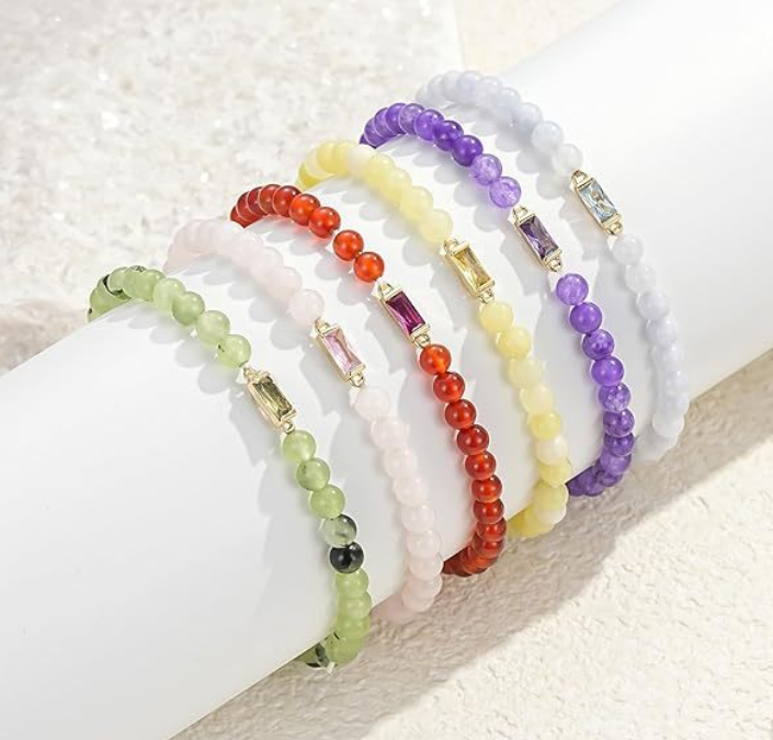 Example of multiple bracelet color and stone variations